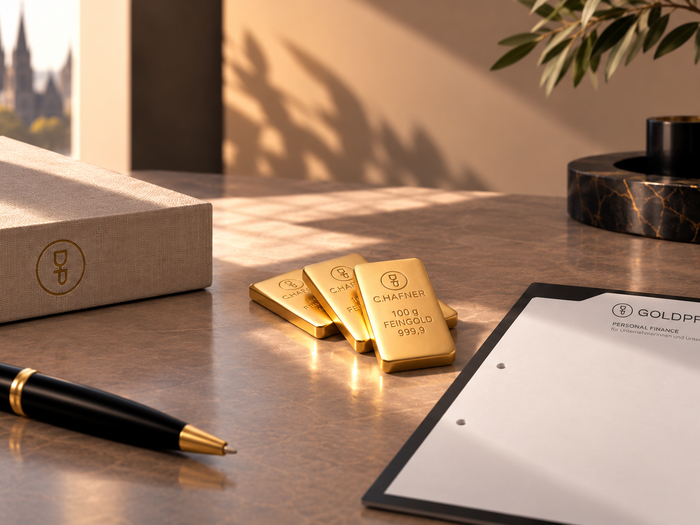 Goldbarren als zusätzliche Vergütung für Gesellschafter-Geschäftsführer – Titelbild zum Goldpfad Unternehmer-Briefing Gold statt Bonus